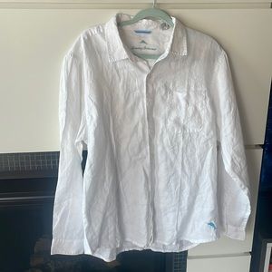 MENS TOMMY BAHAMA LARGE WHITE LINEN SHIRT 👕 New w/ Tags